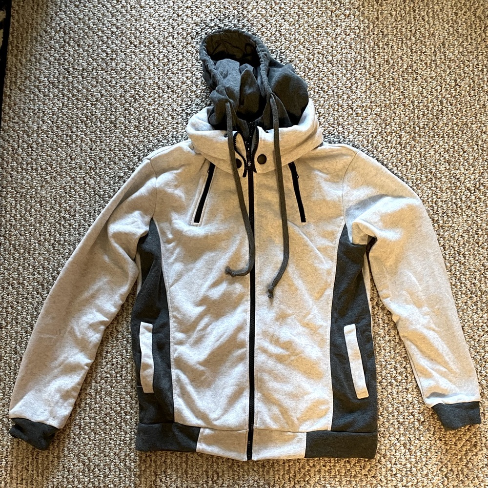 Dark and light gray pull over jacket